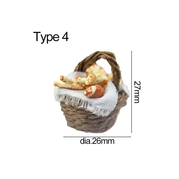 Miniatyr brødkurv dukkehus tilbehør TYPE 4 TYPE 4