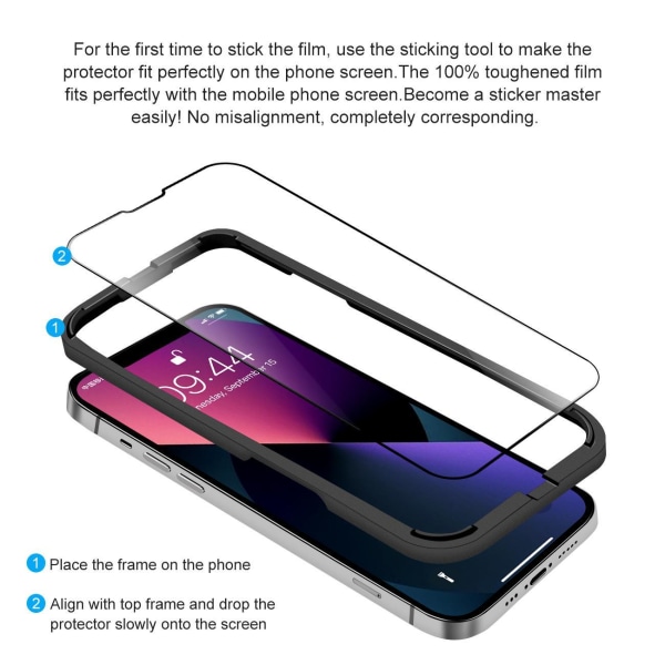 iPhone 13 Pro Max [8-PACK] 6x hærdet glas + 1x silikonecover Black iPhone 13 Pro Max - Skärmskydd + Lin