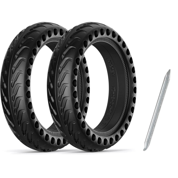 Dæk-2 & 1 Dækværktøj Punkteringsfrit til Xiaomi M365 Black SVART - 2-PACK DÄCK + 1st Verktyg