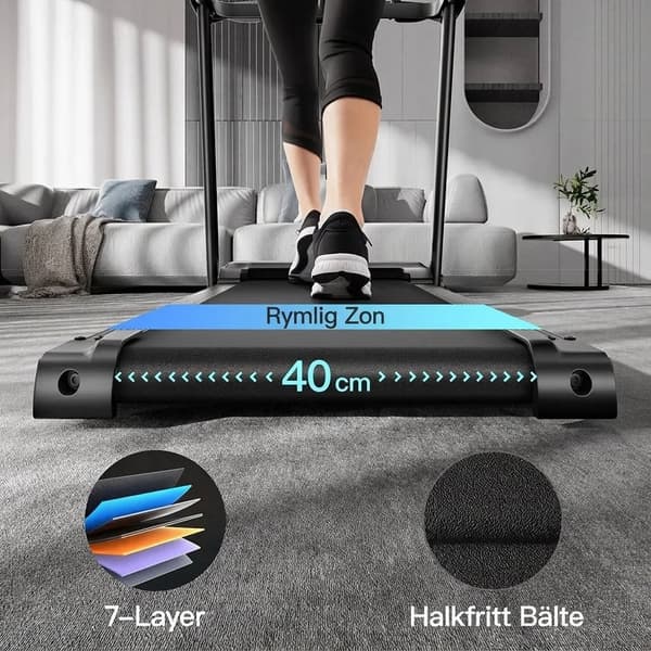 Hopfällbart löpband P9 - 14 km/h | Tyst borstlös motor 3,0 HK | Pulssensor | 12 program | Max 136 kg