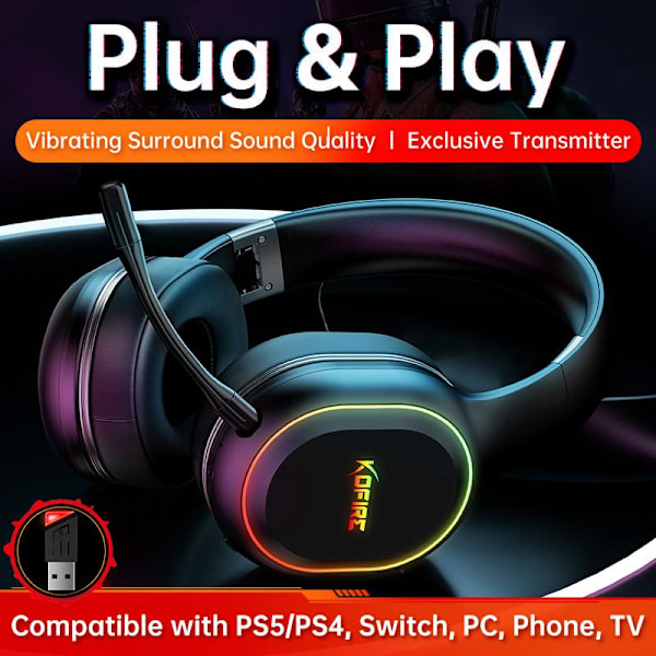 Pelikuulokkeet ja mikrofoni KOFIRE UG05 - Langattomat jopa 40 tuntia PS4 / Ps5 Black