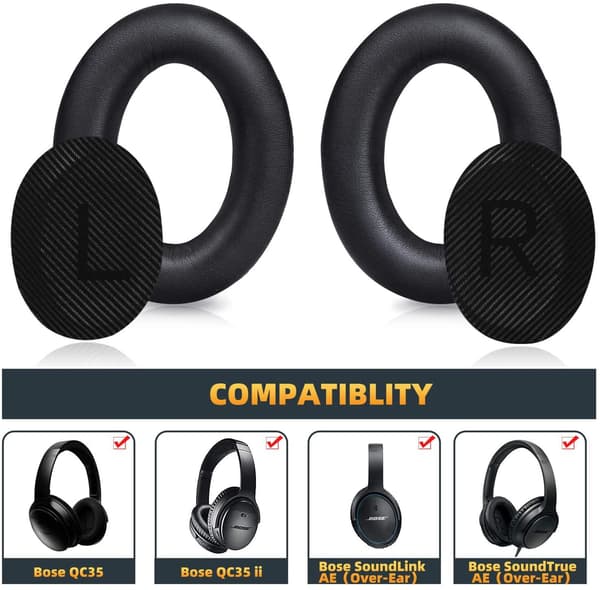 Bose Quiet Comfort 35 - QC35 kompatible ørepuder - sort Black