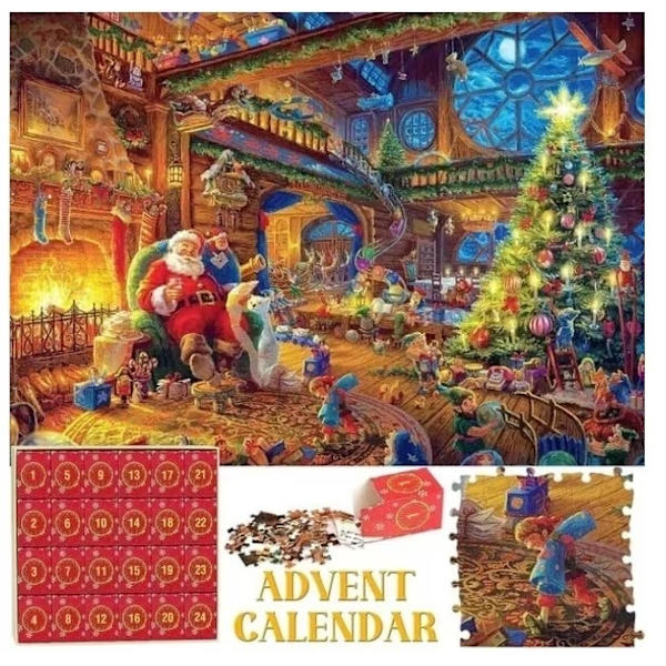 Puslespils adventskalender 2024, 1008 puslespilsbrikker 24 dages FirePlace