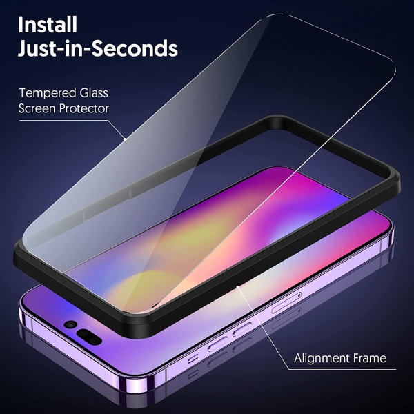 iPhone 14 Pro Max [8-PACK] 6x hærdet glas + 1x silikonecover Black iPhone 14 Pro Max - Skärmskydd + Lin