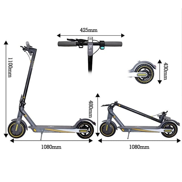 2024 - OOK-TEK V8 KickScooter Elsparkcykel - 30 km/t elcykel Grey