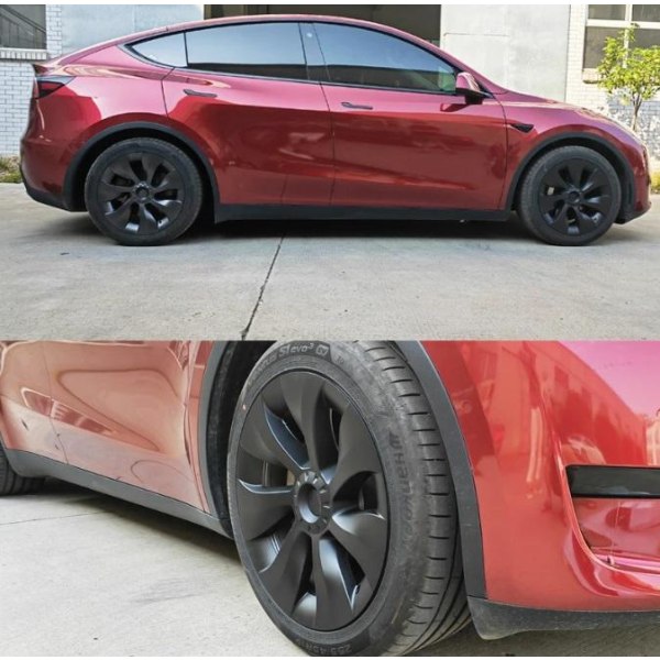 4-Pack Navkapslar Turbin kompatibla med Tesla Model Y - 19tum Svart
