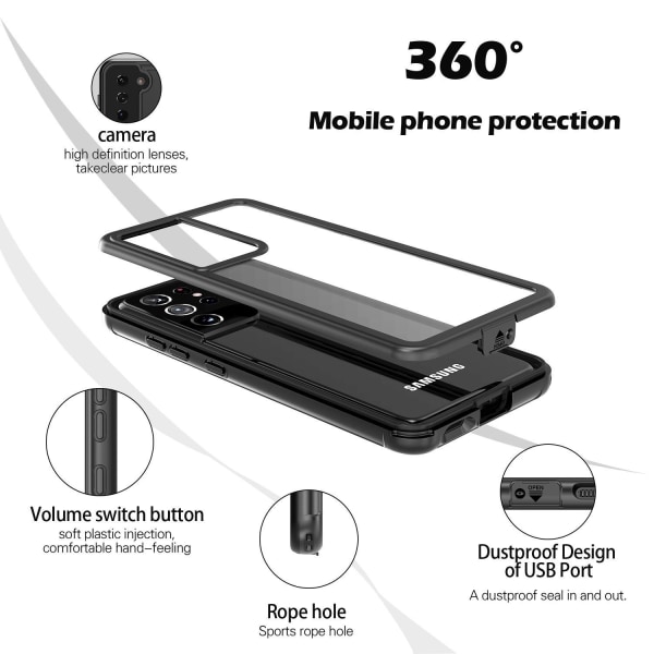 C4U® Stødfast forsvar - Galaxy S21 Ultra - Støddæmper Taske 3i1 Black Samsung Galaxy S21 Ultra