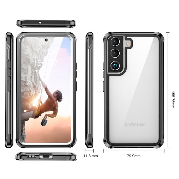 C4U® Stødfast forsvar - Galaxy S22 - Støddæmper Taske 3i1 Black Galaxy S22 - 6.1