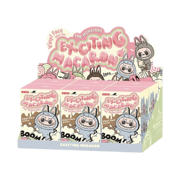POP MART Labubu The Monsters – Exciting Macaron Blind Box 17 cm Vinylfigur | Samlarobjekt MultiColor 6PACK MACAROON