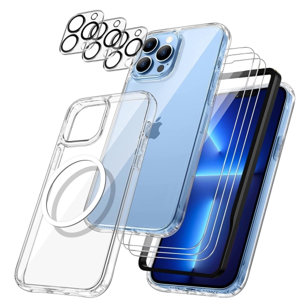 iPhone 15 Pro [9-PACK] 6x karkaistu lasi + 1x silikonikuori TPU Transparent iPhone 15 Pro