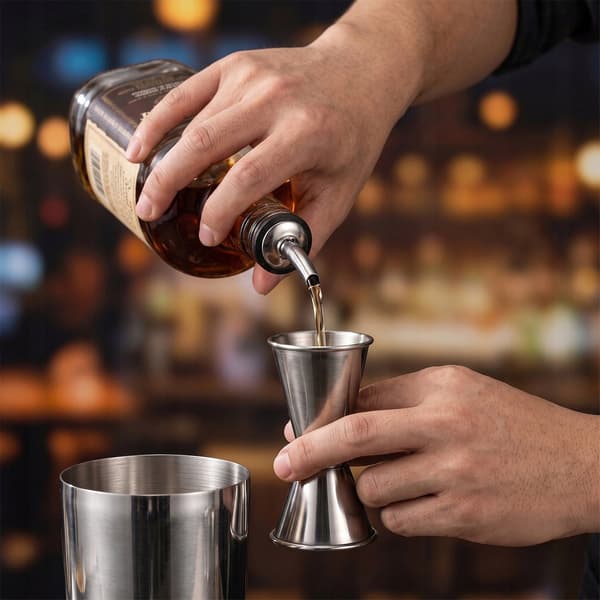 Bartenderset i rostfritt stål | Shaker, jigger, sil, muddler och barsked | Flasköppnare ingår