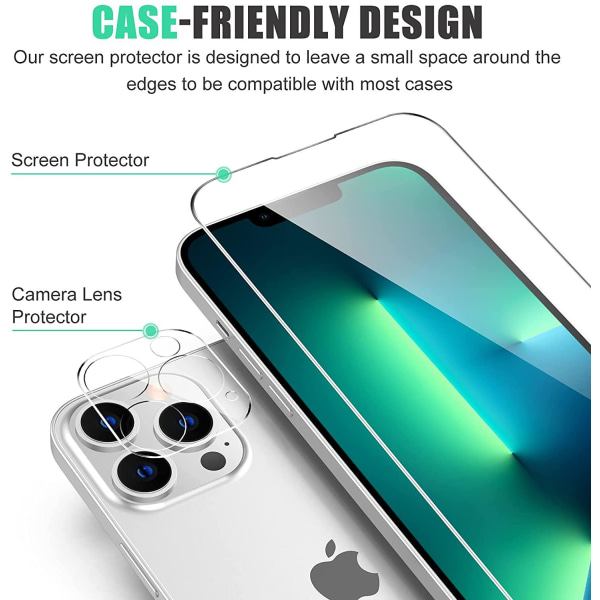6-pack Skärmskydd iPhone 13 Pro + Ram Stark Härdat Glas C4U® Transparent iPhone 13 Pro (6.1)