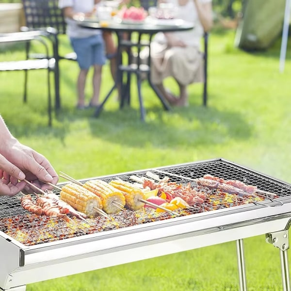 Taitettava BBQ-grilli ruostumattomasta teräksestä – Kannettava hiiligrilli Silver