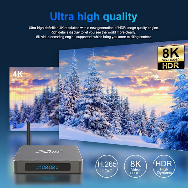 8K Full HD Mediaspelare x96 X6 KODI WiFi TVBox IPTV 11.0 Android Silver