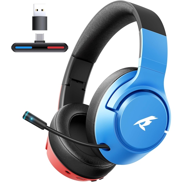 Langaton 2.4GHz/Bluetooth 5.4 -pelikuulokemikrofoni, melunvaimennuksella – 40h akku, USB-C, yhteensopiva Switchin, PS5:n ja PC:n kanssa Blue