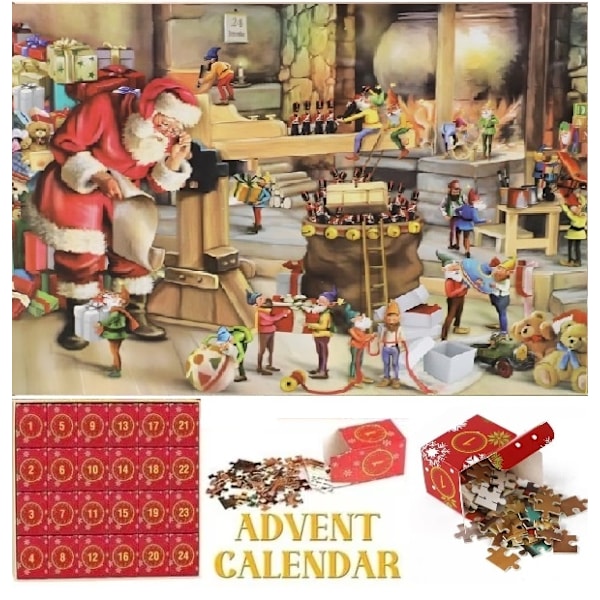 Skickas från Sverige Pussel adventskalender 2024, 1008 pusselbitar 24 dagars Toy Shop Jigsaw puzzle