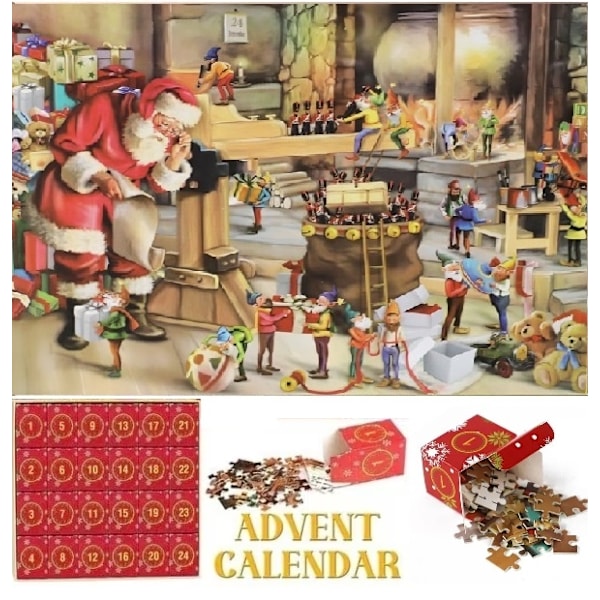 Skickas från Sverige Pussel adventskalender 2024, 1008 pusselbitar 24 dagars Toy Shop Jigsaw puzzle