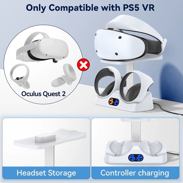 Latausasema yhteensopiva PS5 VR2:n kanssa - Telakointiasema VR-kuulokkeiden Black