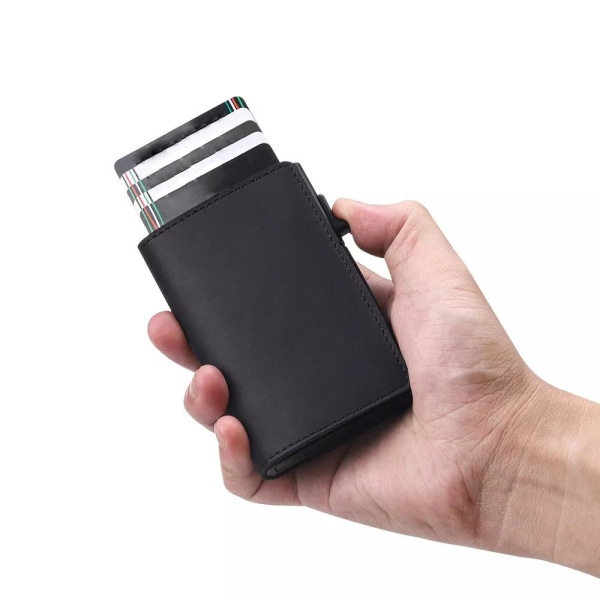 Exklusiv Korthållare C4U Design RFID & NFC Skydd plånbok pop-up Svart one size