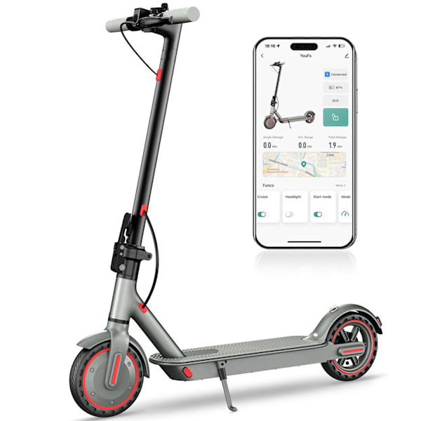 2024 - OOK-TEK V8 KickScooter Sähköpotkulauta - 30 km/h sähköpyörä Grey