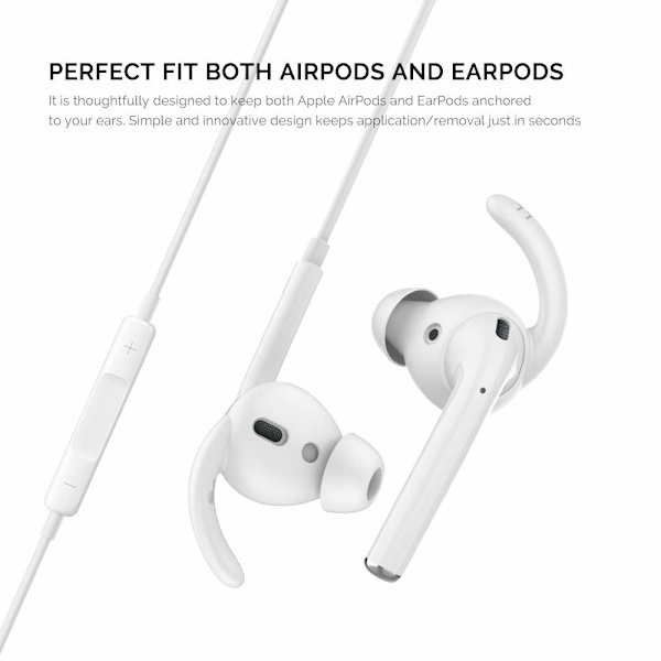 C4U Earhooks In-ear för AirPods 2 Earhooks / Earbuds silikon kit Vit