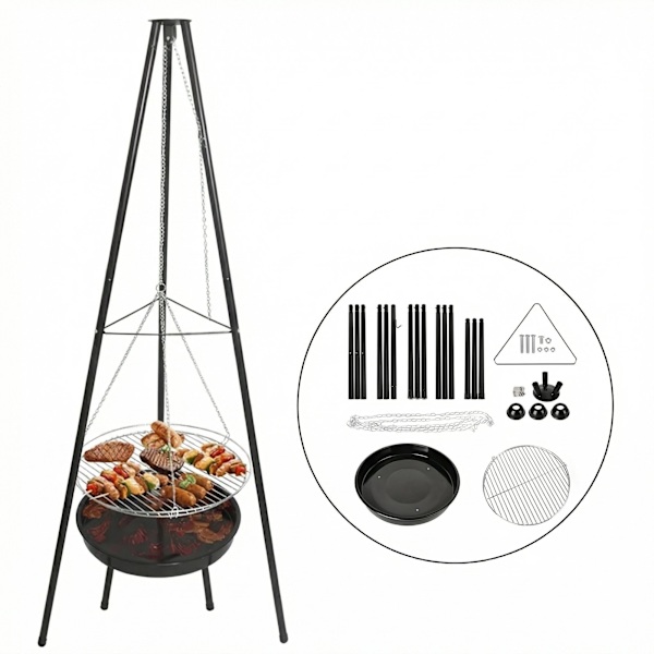 Tripod Outdoor Fire Pit BBQ Pyöreä Kulho Extra Suuri Grilli