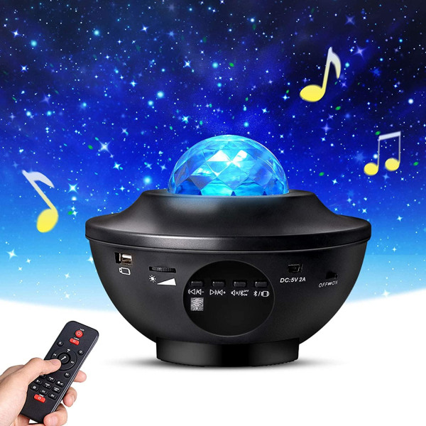 Stjärnprojektor LED - Galaxylampa Projector Högtalare Bluetooth Svart