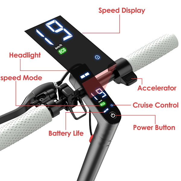 2024 - OOK-TEK V8 KickScooter Elsparkcykel - 30 km/t elcykel Grey