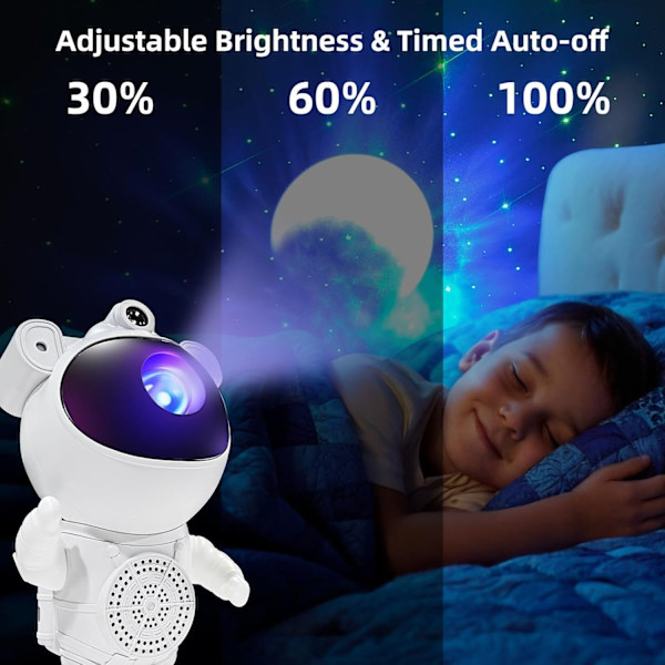 Astronaut Natlampe / Galaxylampe - Stjernehimmelprojektor med Bluetooth-højtaler White