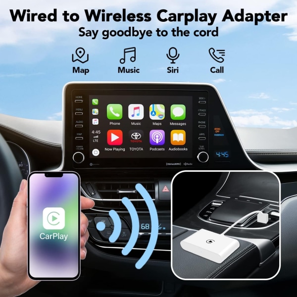 Adapter kompatibel med CarPlay Trådlös för iOS - USB, USB-C Vit