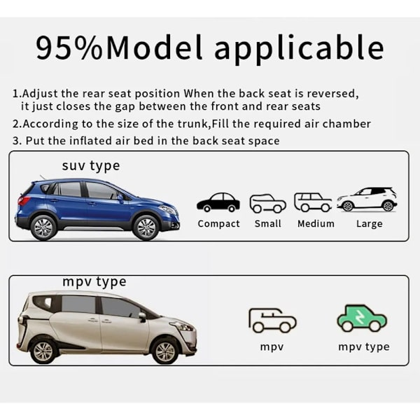 SUV-auton ilmapatja puhallettava patja irrotettava auton sänky Beige