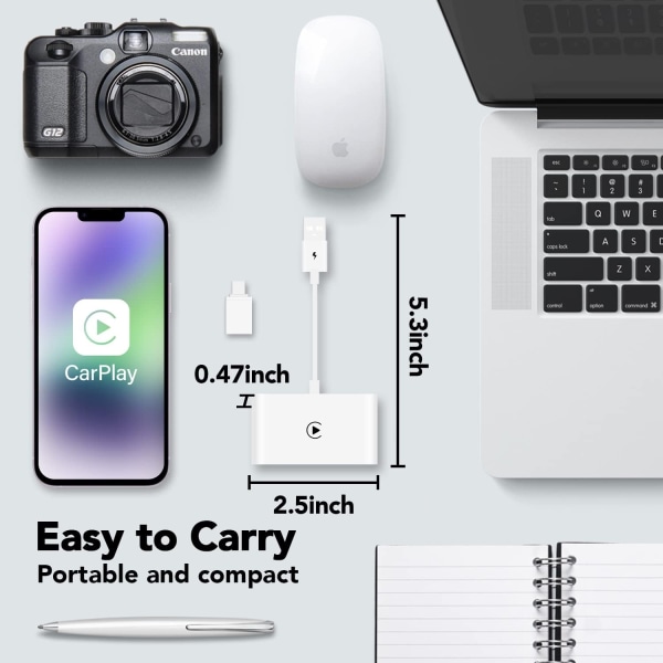 Adapteri yhteensopiva CarPlayn kanssa Langaton iOS:lle - USB-C White