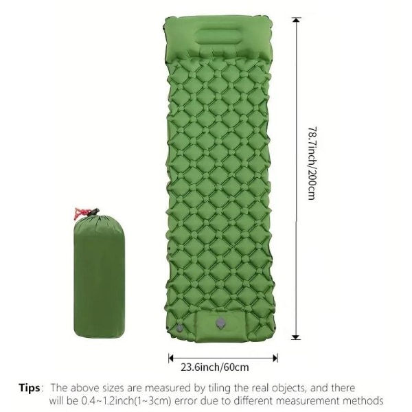 Luftmadrass Ultralätt uppblåsbar luftmadrass för camping inbyggd Green GRÖN