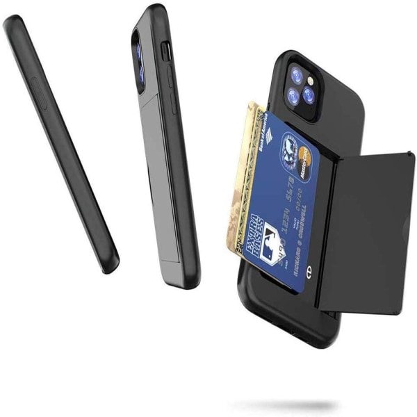 iPhone 13 Pro Max etui Stødabsorberende kortholder mobilcover + Black iPhone 13 Pro Max + 2lins