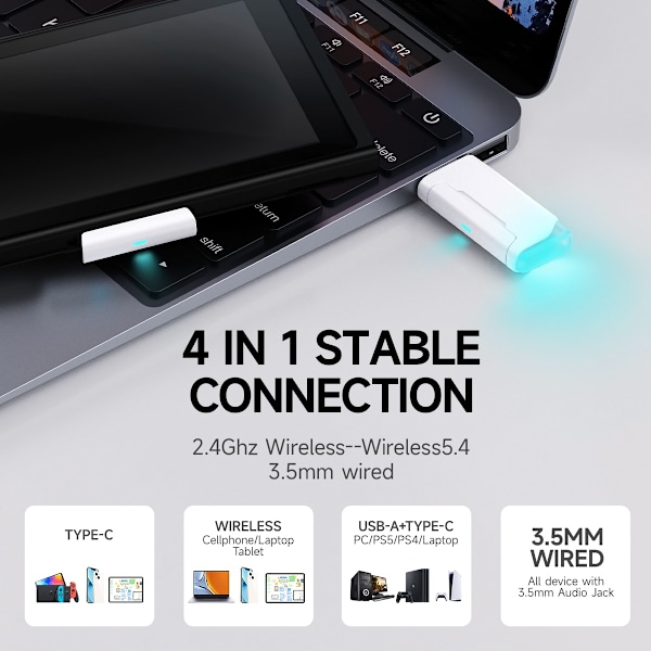 Pelikuulokkeet ja mikrofoni KOFIRE UG05 - Langattomat jopa 40 tuntia PS4 / Ps5 White