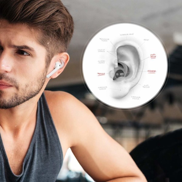 C4U Earhooks In-ear för AirPods 2 Earhooks / Earbuds silikon kit Vit