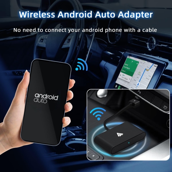 Adapter kompatibel med CarPlay Trådlös för Android- USB, USB-C Svart