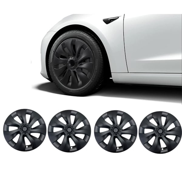 4-pakkauksen navetinsuojuksia Turbine, yhteensopivia Tesla Model Black
