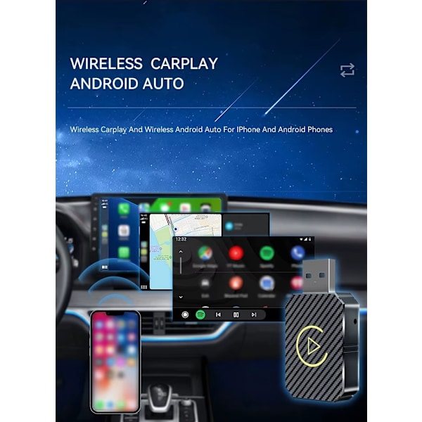 Trådløs CarPlay-adapter 2025 – En smart og moderne løsning til din bil Black