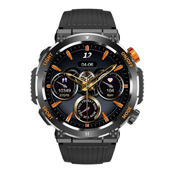 V68 Smartwatch 100+ Sportlägen Kompass Ficklampa Smartklocka Svart