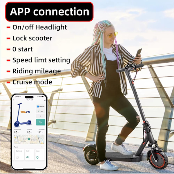 W4PLUS 2025 KickScooter Elsparkcykel 30km/h elcykel scooter kickbike elkick Svart