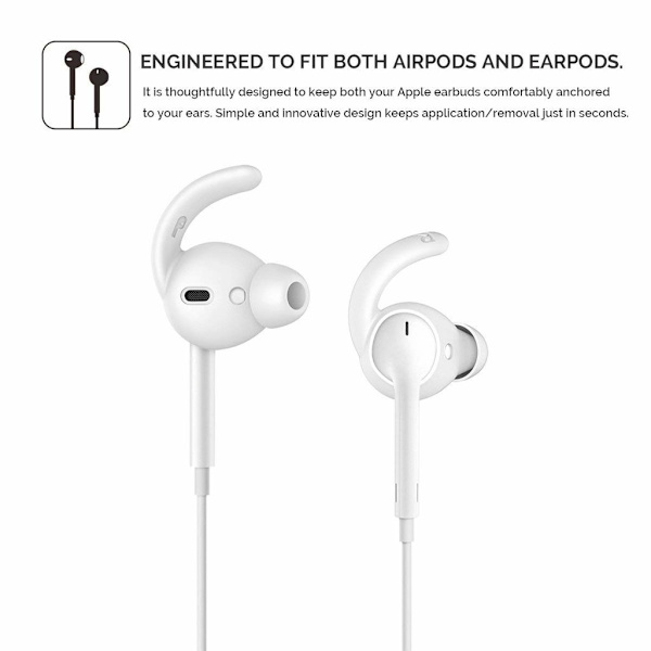 C4U Earhooks In-ear för AirPods 2 Earhooks / Earbuds silikon kit Vit