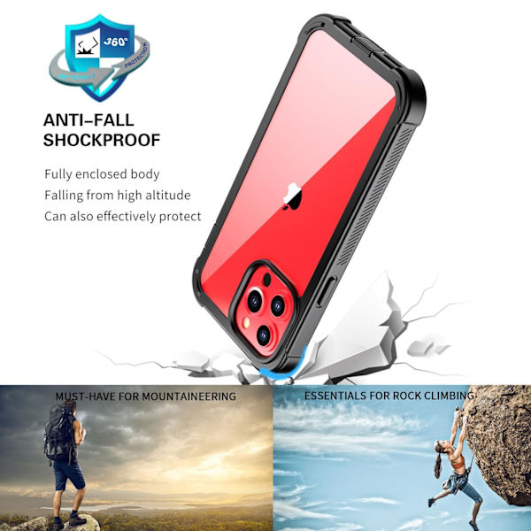 C4U® Stødfast forsvar - iPhone 13 Pro Max - Støddæmper Taske 3i1 Black iPhone 13 Pro Max (6.7)