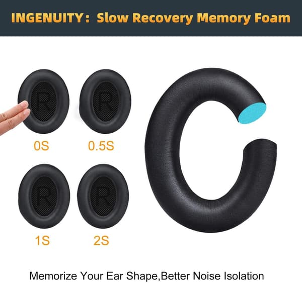 Bose Quiet Comfort 35 - QC35 kompatible ørepuder - sort Black