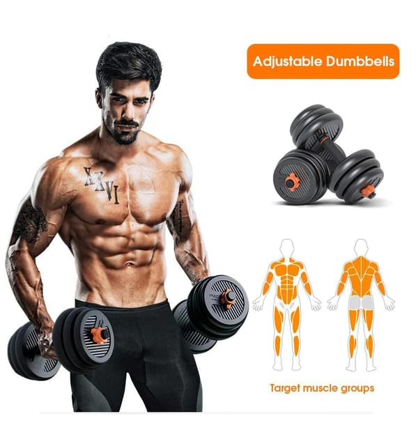 Multifunktionelt træningssæt 24 kg træne hjemme kettlebell Black