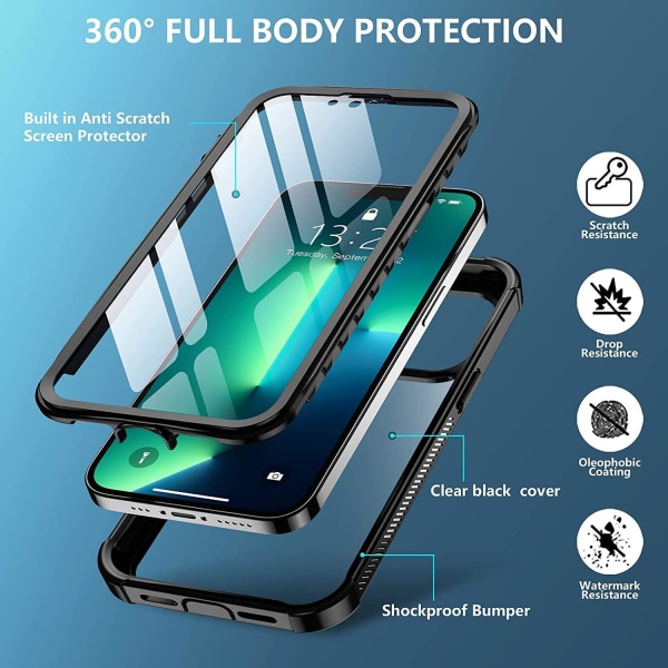 C4U® Shockproof Defence - iPhone 13 Pro Max  - Stötdämpande skal Black iPhone 13 Pro Max (6.7)