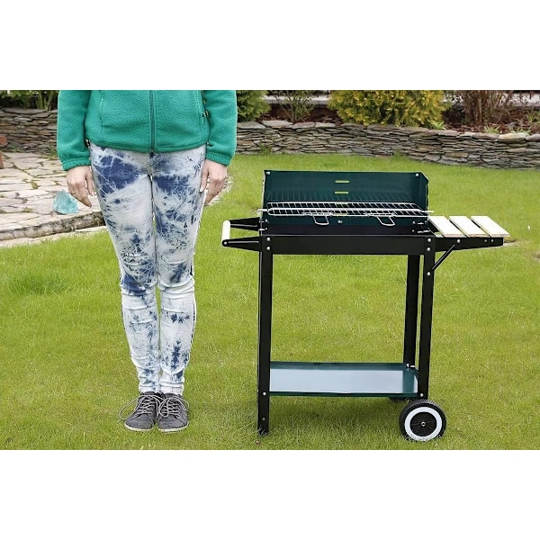 Havegrill på hjul – Rektangulær model med sidebord | MASTER GRILL & PARTY Black