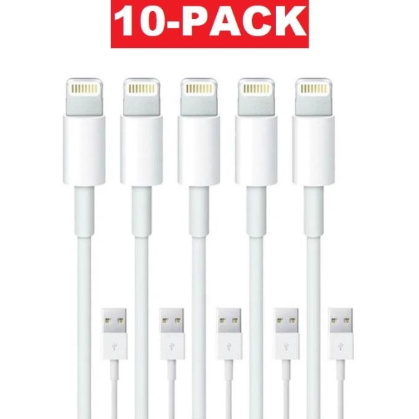 10-pack Lightning laddare iPhone 13/12/11/ Xs/Max/X/8/7/6/5SE Vit