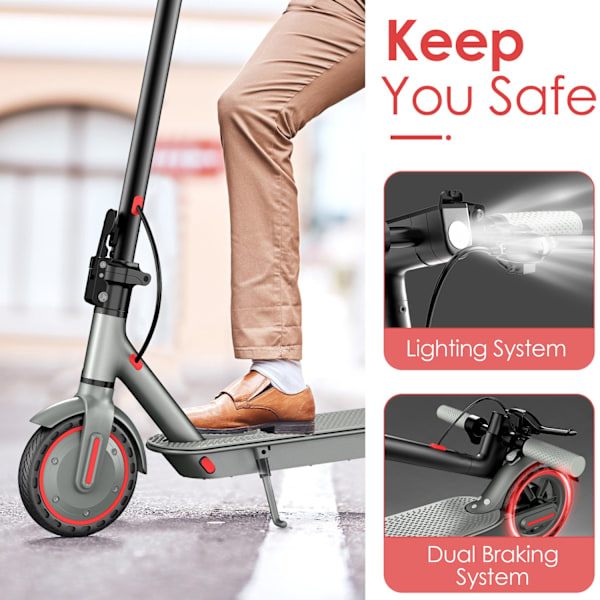 2025 - OOK-TEK D8 KickScooter Sähköpotkulauta - 30 km/h sähköpyörä Grey