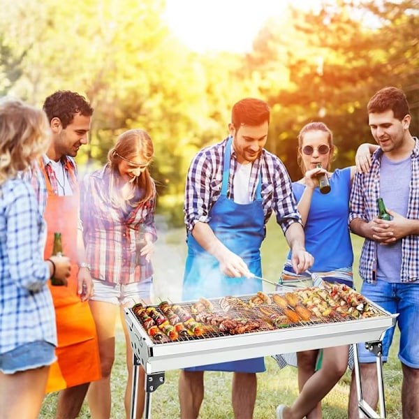 Taitettava BBQ-grilli ruostumattomasta teräksestä – Kannettava hiiligrilli Silver